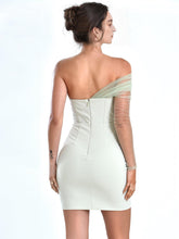 Uma Mint Sheer Mesh Sleeve Crepe Corset Dress